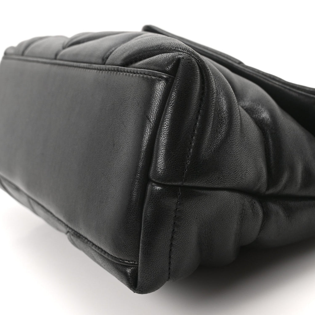 Lambskin Quilted Small Loulou Puffer Monogram Chain Satchel Black