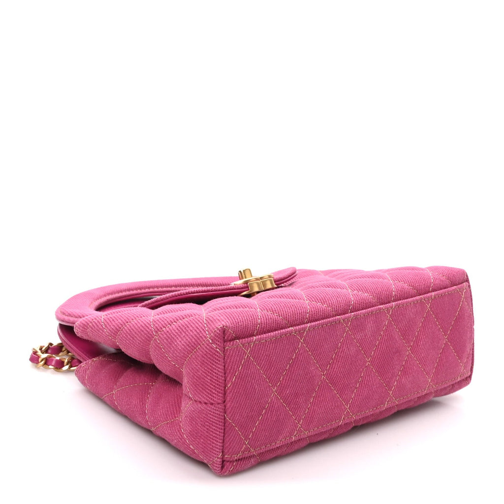 Denim Quilted Nano Kelly Shopper Fuchsia