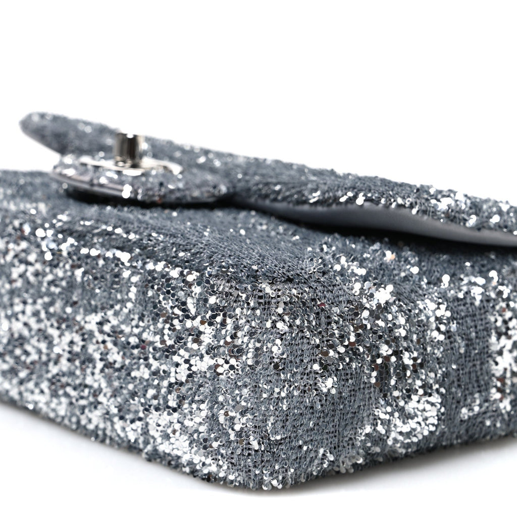 Sequin Mini Rectangular Flap Silver