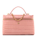 Calfskin Crocodile Embossed Crococo Exoticoco Vanity With Chain Light Pink
