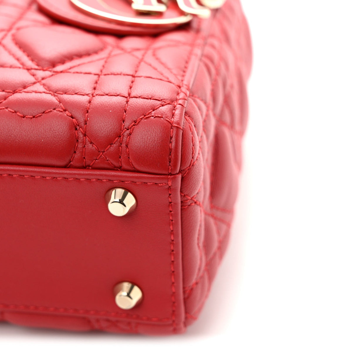 Calfskin Cannage Dioramour Mini Lady Dior Bag Bright Red