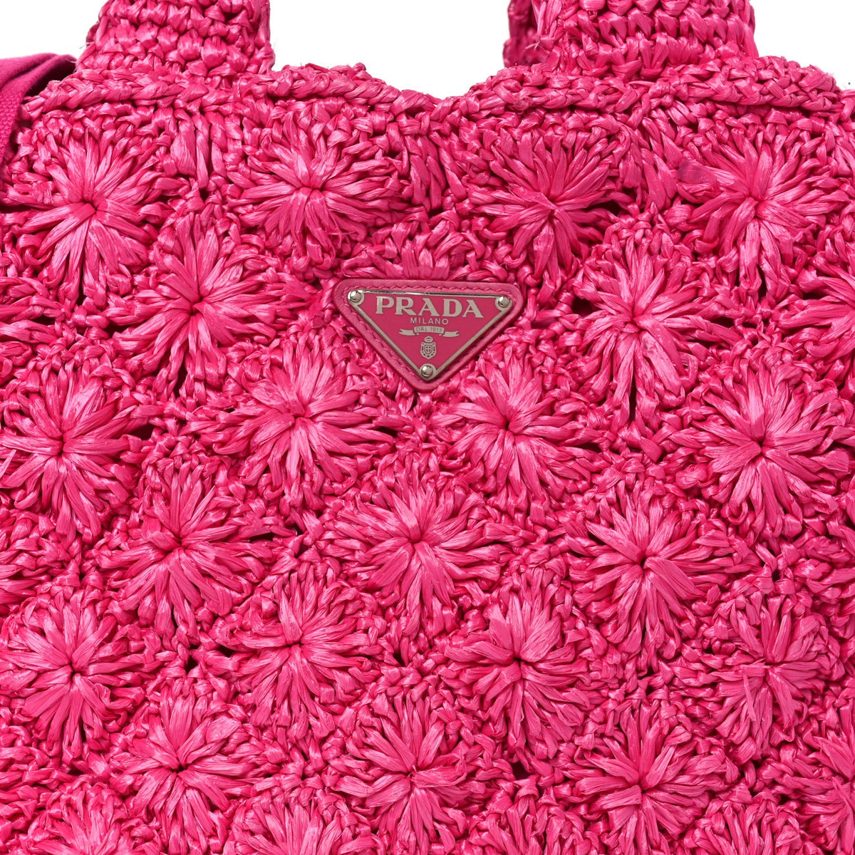 Raffia Crochet Tote Fuchsia
