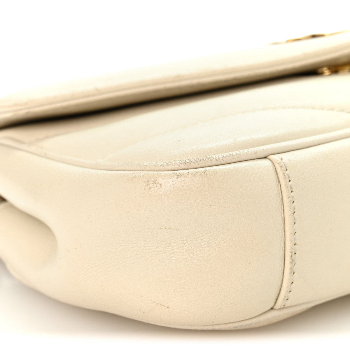 Lambskin Chevron Quilted Mini LouLou  Crema Soft