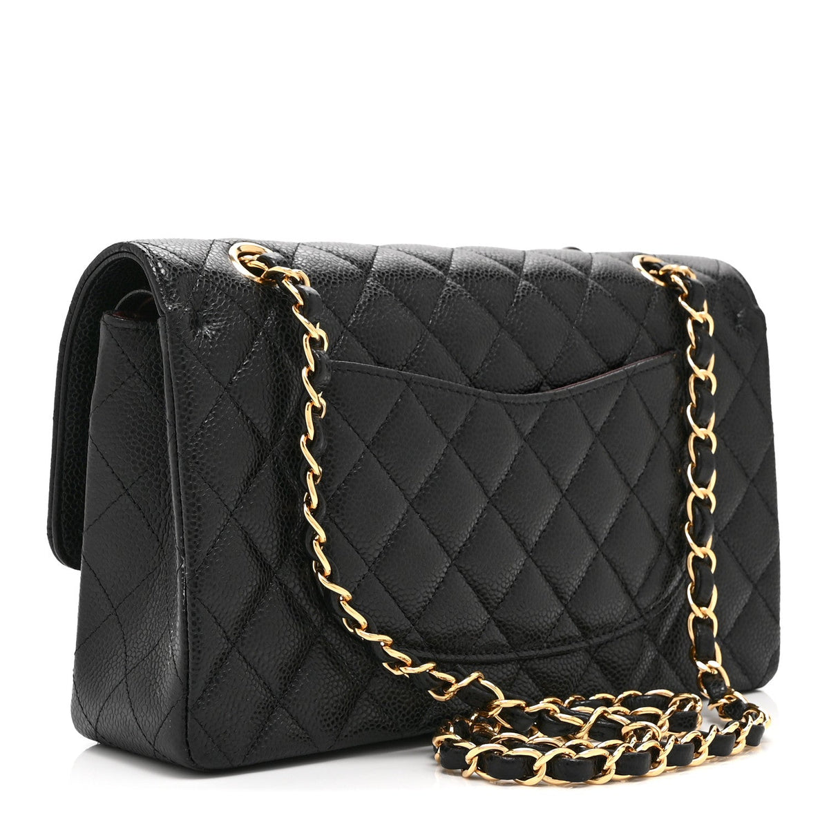 Caviar Quilted Medium Double Flap Black