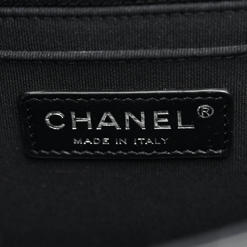 Shiny Crumpled Calfskin Quilted Double You Mini Flap So Black