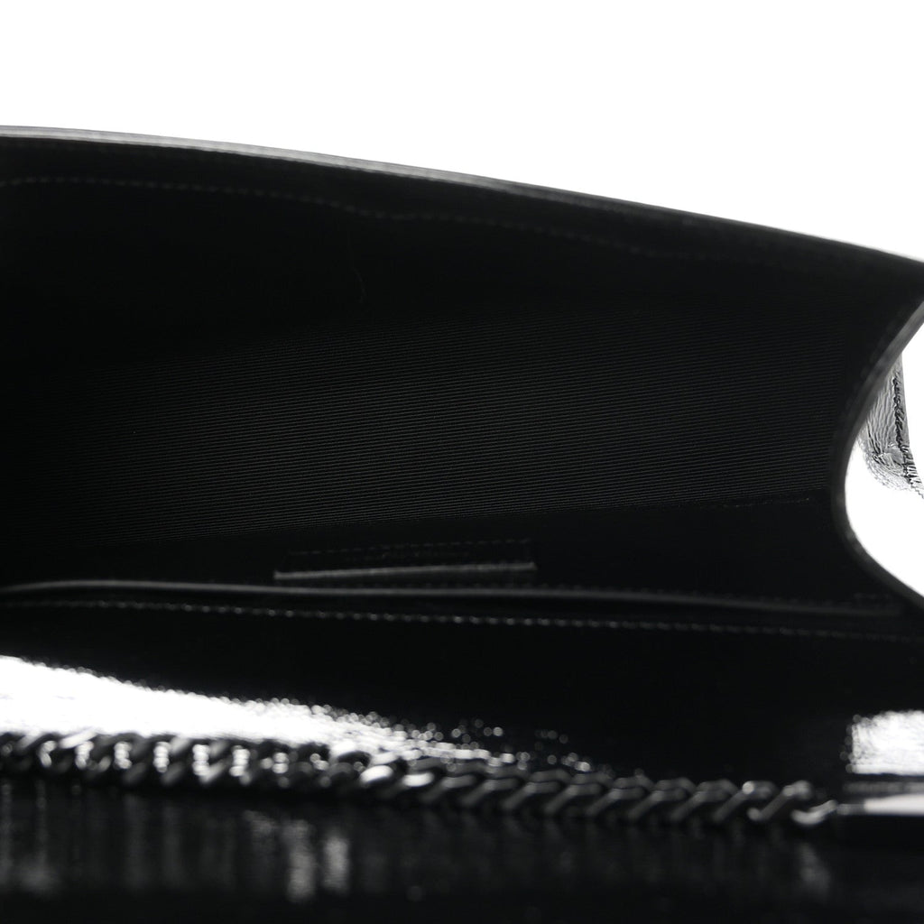 Textured Patent Medium Classic Monogram Kate Satchel Black