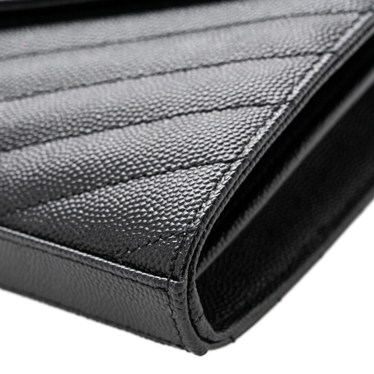 Grain De Poudre Matelasse Chevron Monogram Chain Wallet Black