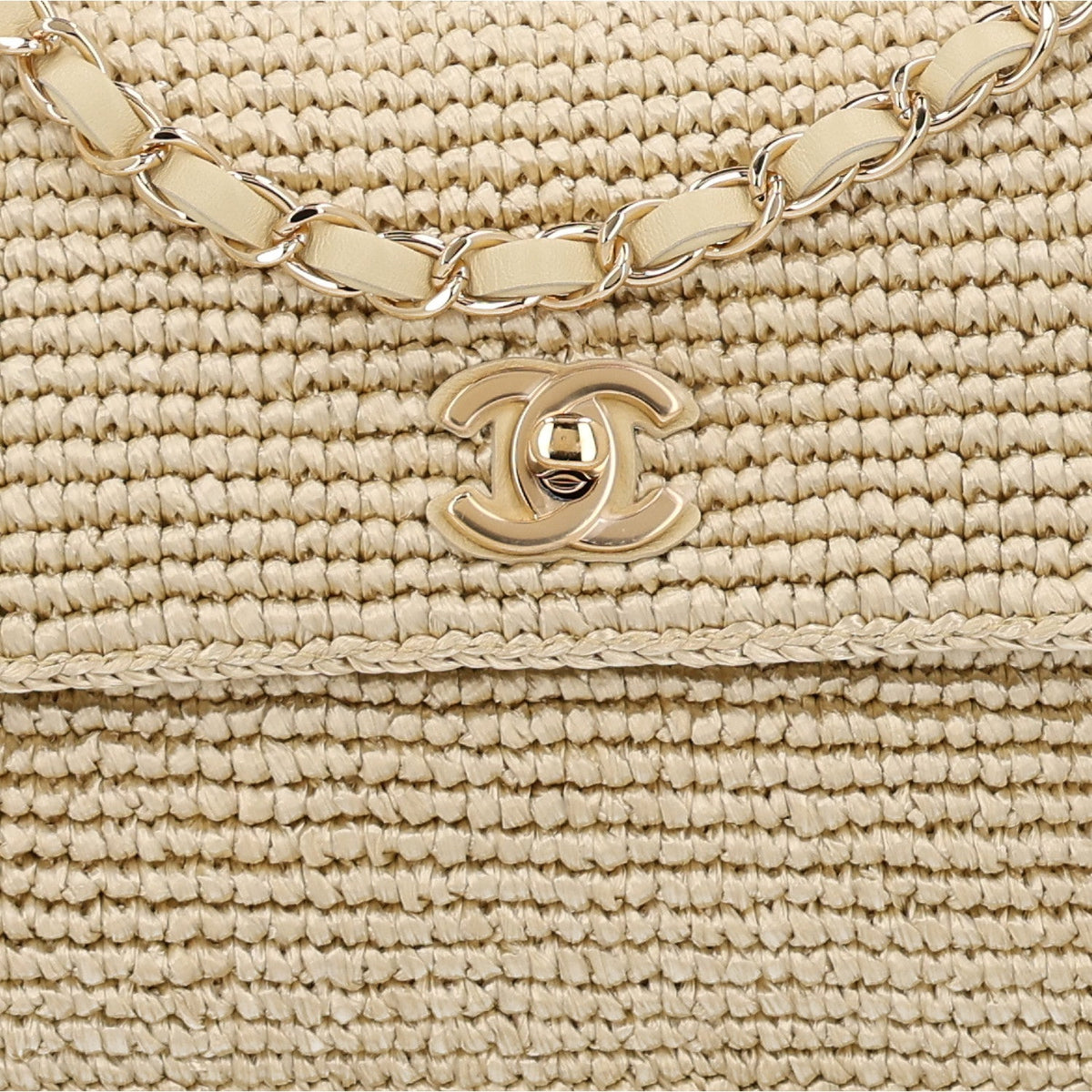 Braided Raffia Small Coco Beach Flap Beige