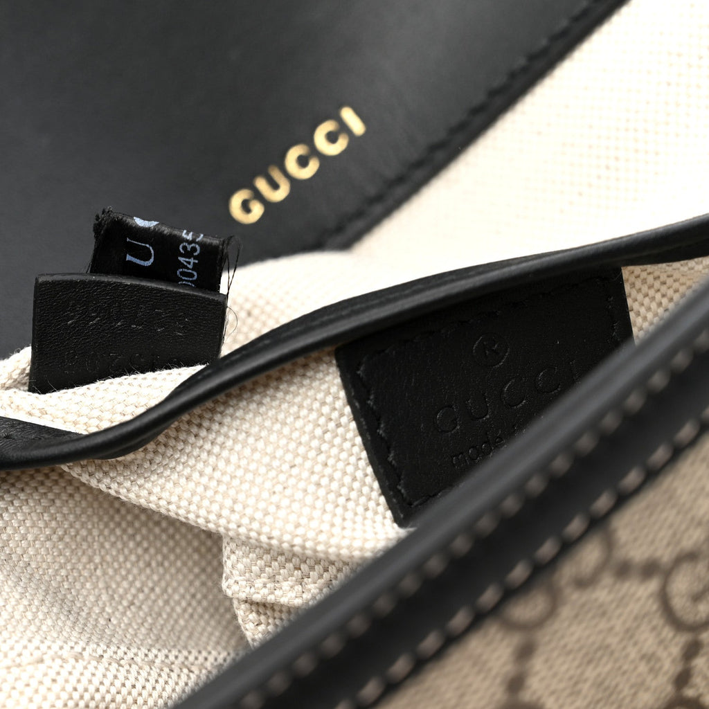 GG Supreme Monogram Horsebit 1955 Soft Small Shoulder Bag Beige Black