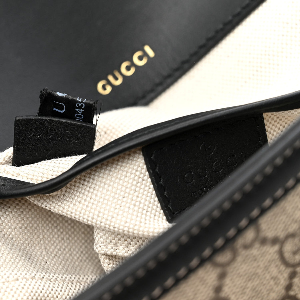 GG Supreme Monogram Horsebit 1955 Soft Small Shoulder Bag Beige Black