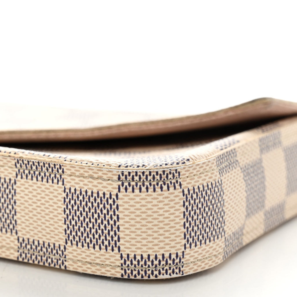 Damier Azur Pochette Felicie Chain Wallet Rose Ballerine