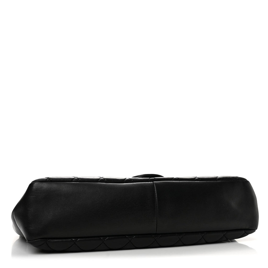 Lambskin Quilted Jumbo Coco Rain Flap Black