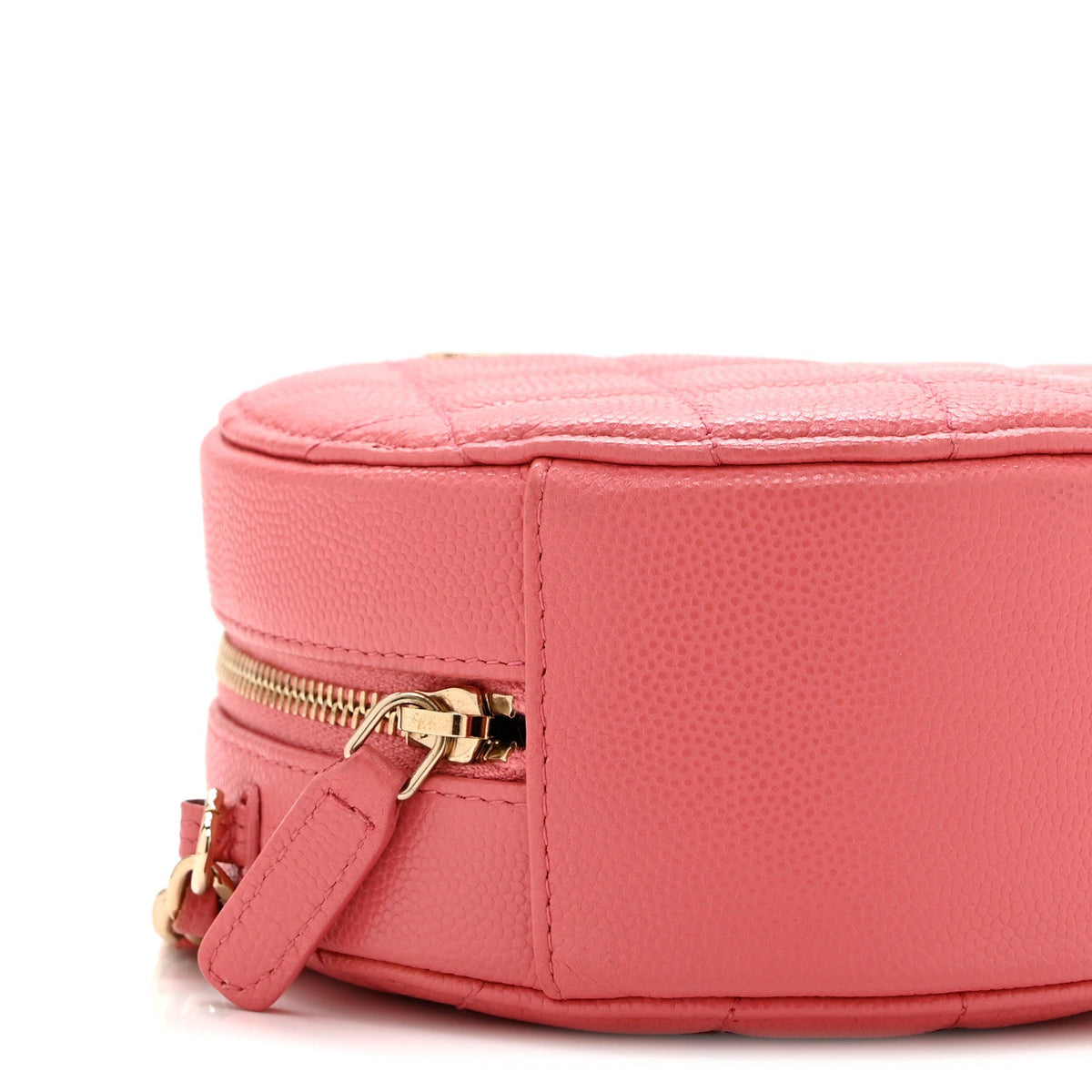 Caviar Quilted Round Clutch With Chain Pink
