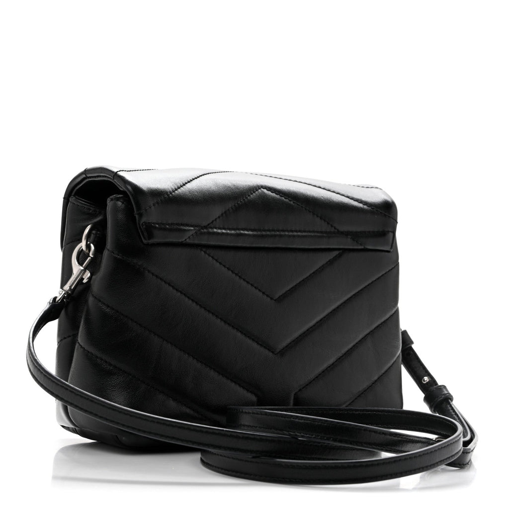 Calfskin Y Quilted Monogram Toy Loulou Crossbody Bag Black