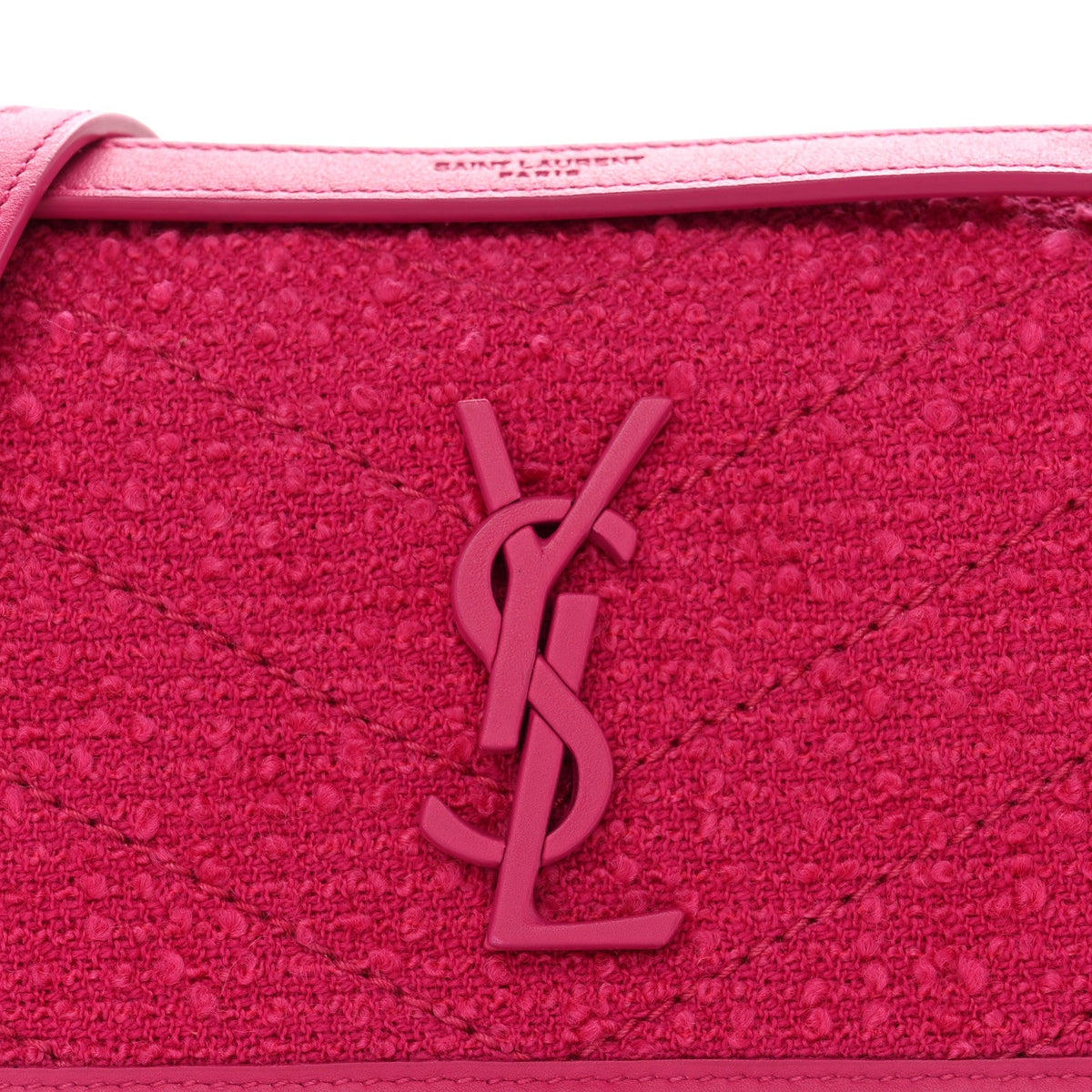 Boucle Tweed Monogram Baby Niki Chain Satchel Pink