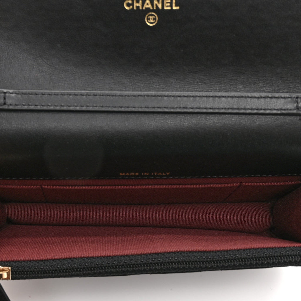 Aged Calfskin Quilted Reissue Flap Phone Holder With Chain Black
