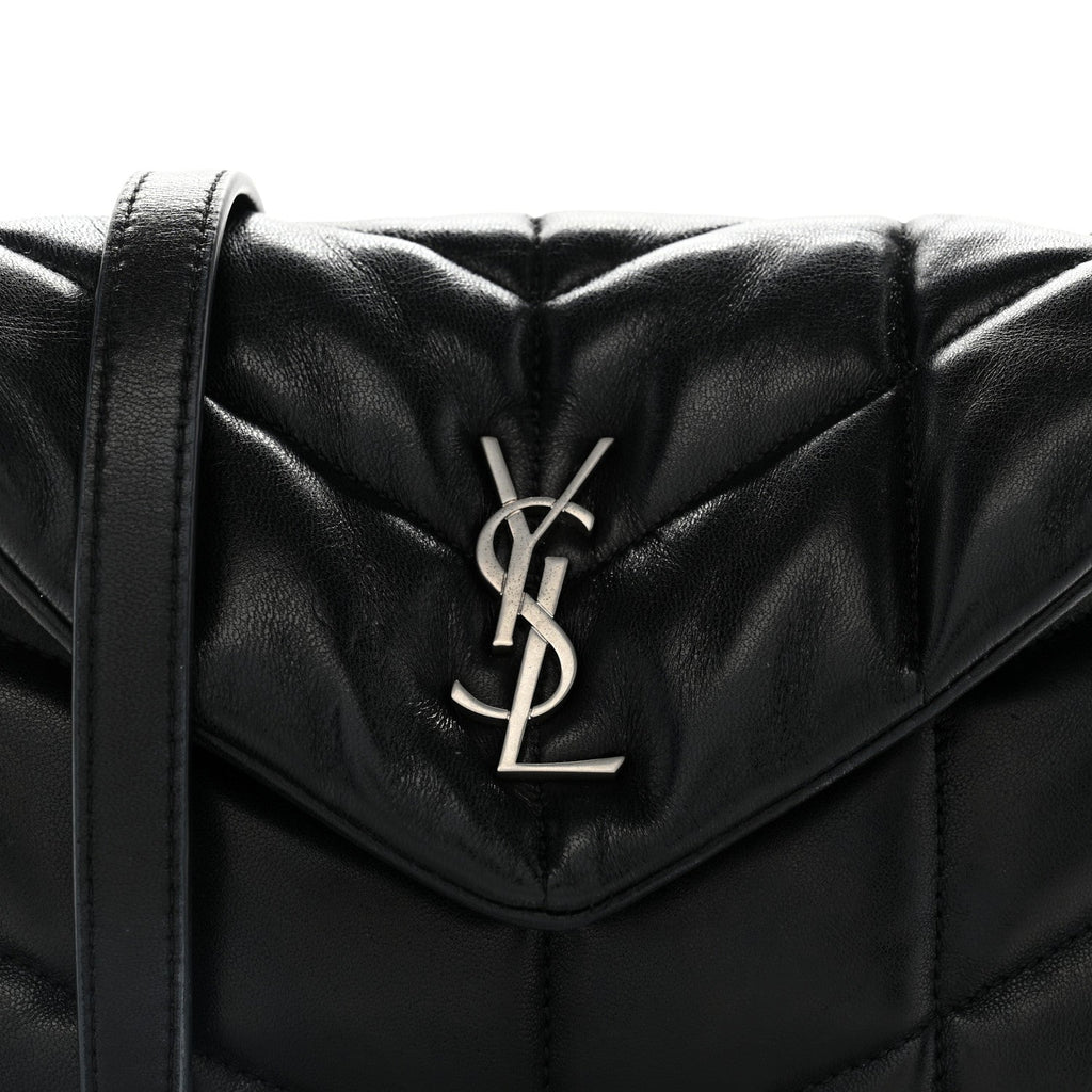 Lambskin Quilted Toy Loulou Puffer Monogram Chain Satchel Black