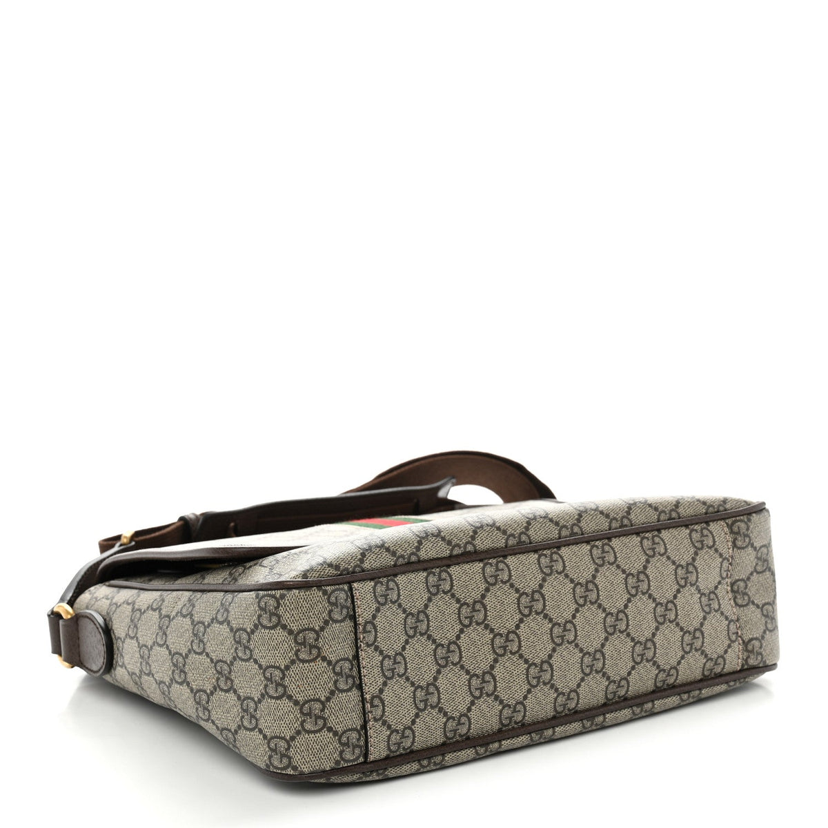 Tender GG Supreme Monogram Textured Dollar Calfskin Ophidia Messenger Bag Beige Ebony Dark Brown