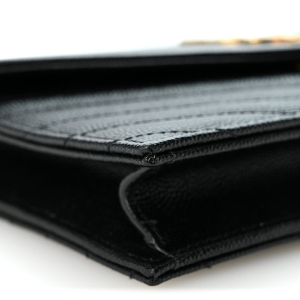 Grain De Poudre Matelasse Chevron Monogram Envelope Chain Wallet Black