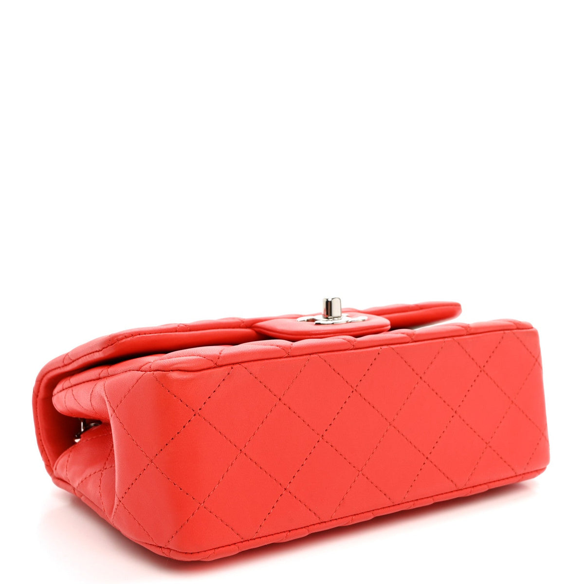Lambskin Quilted Mini Rectangular Flap Red