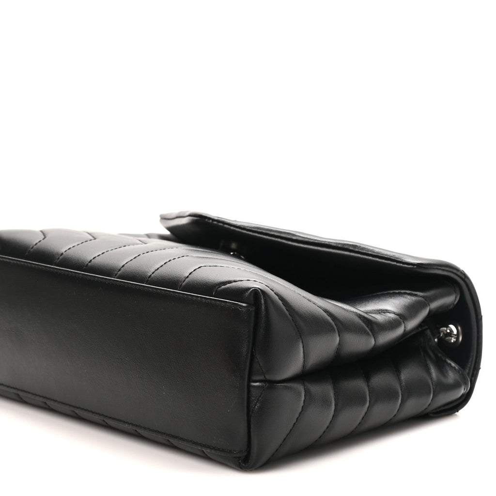 Calfskin Y Quilted Monogram Small Loulou Chain Satchel Black Black
