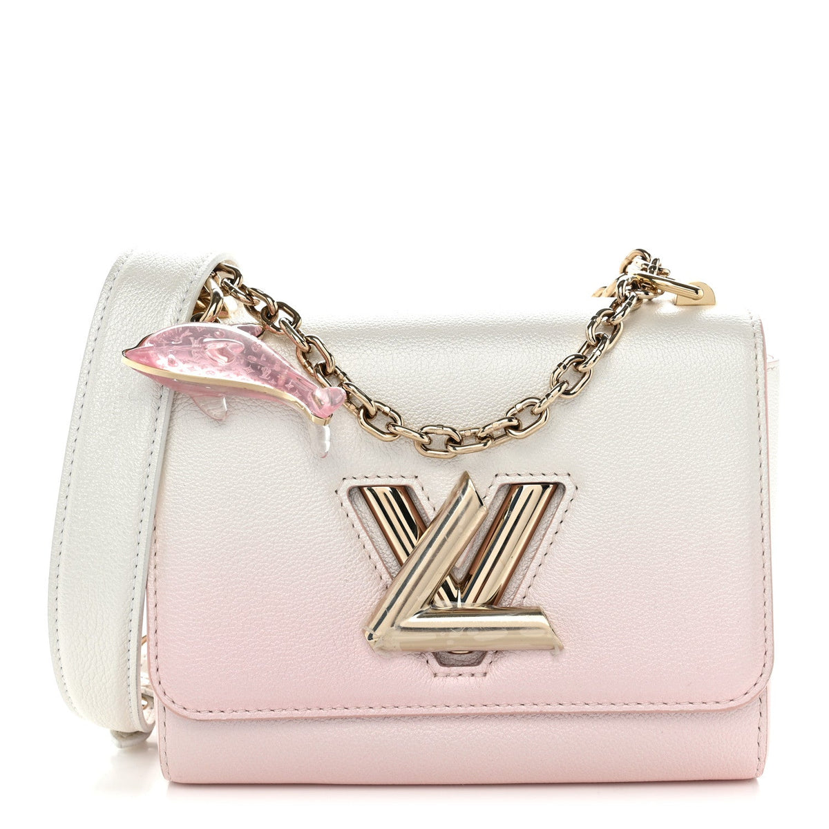 Calfskin Twist Chain Shoulder Bag PM Shaded Pink