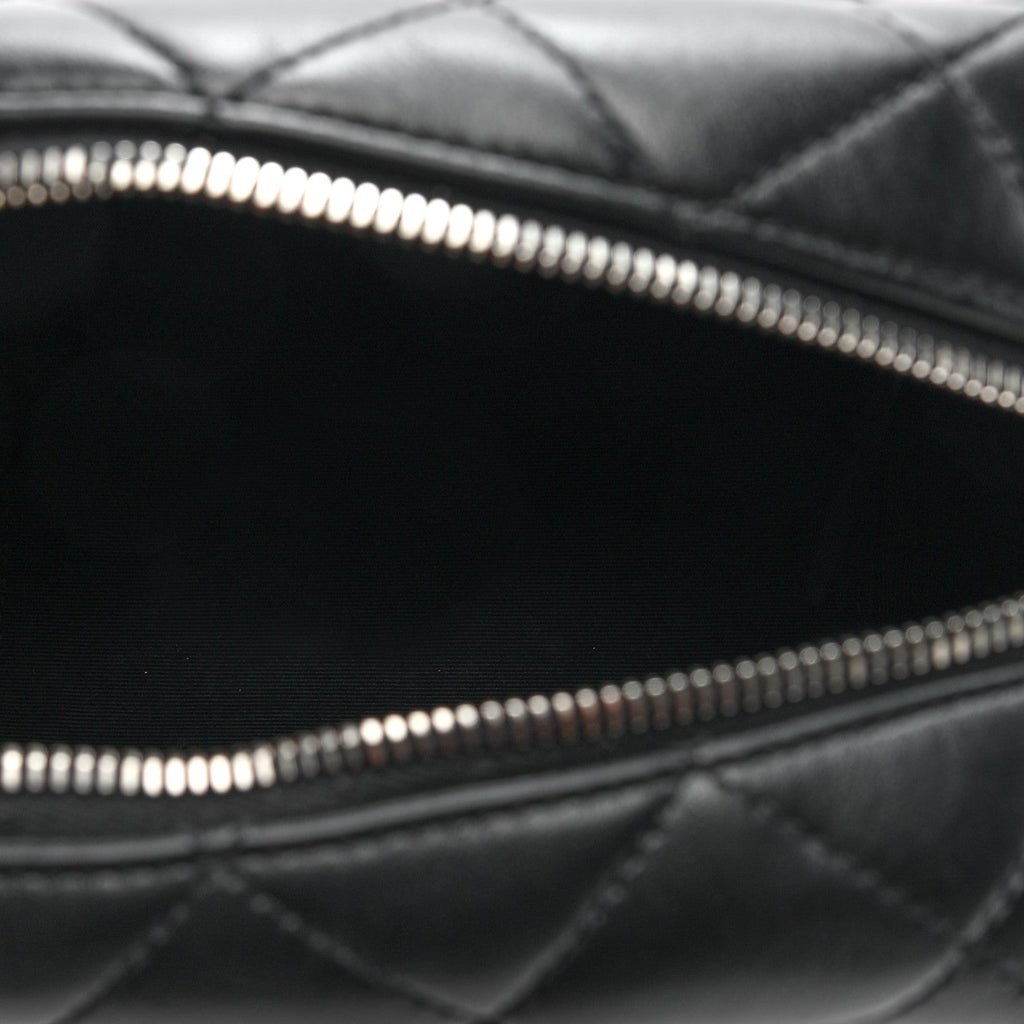 Calfskin Y Quilted Monogram Small Loulou Bowling Bag Black