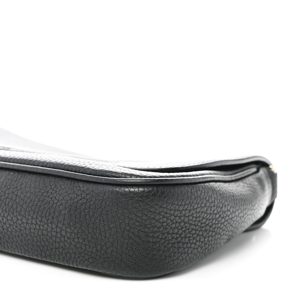Pebbled Calfskin Medium Soho Flap Crossbody Black