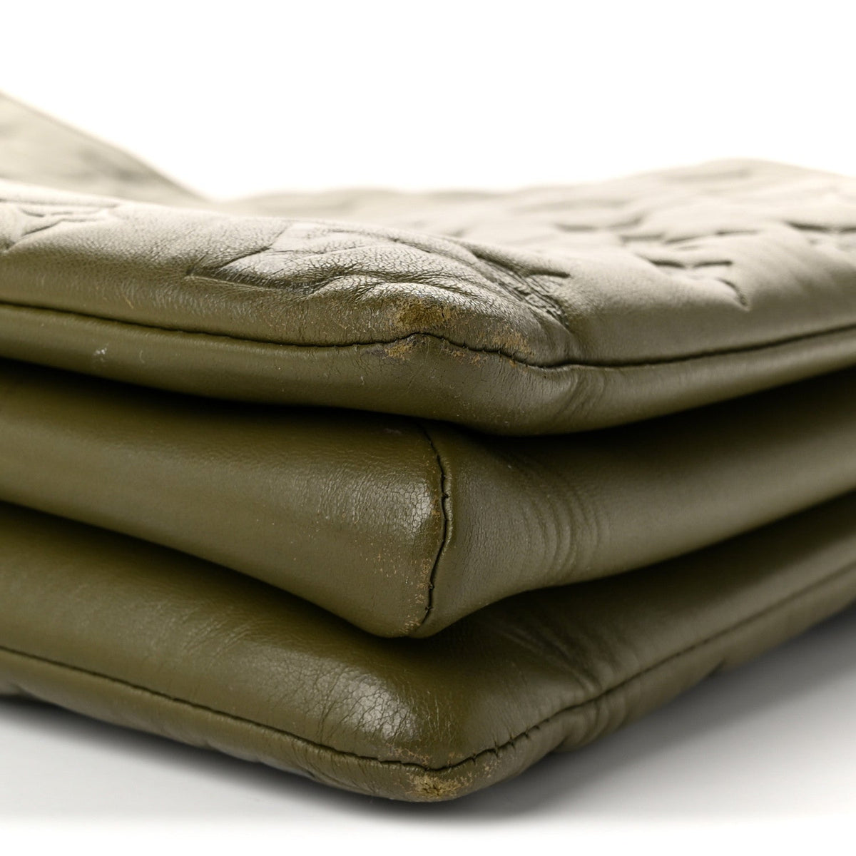 Lambskin Embossed Monogram Coussin MM Khaki