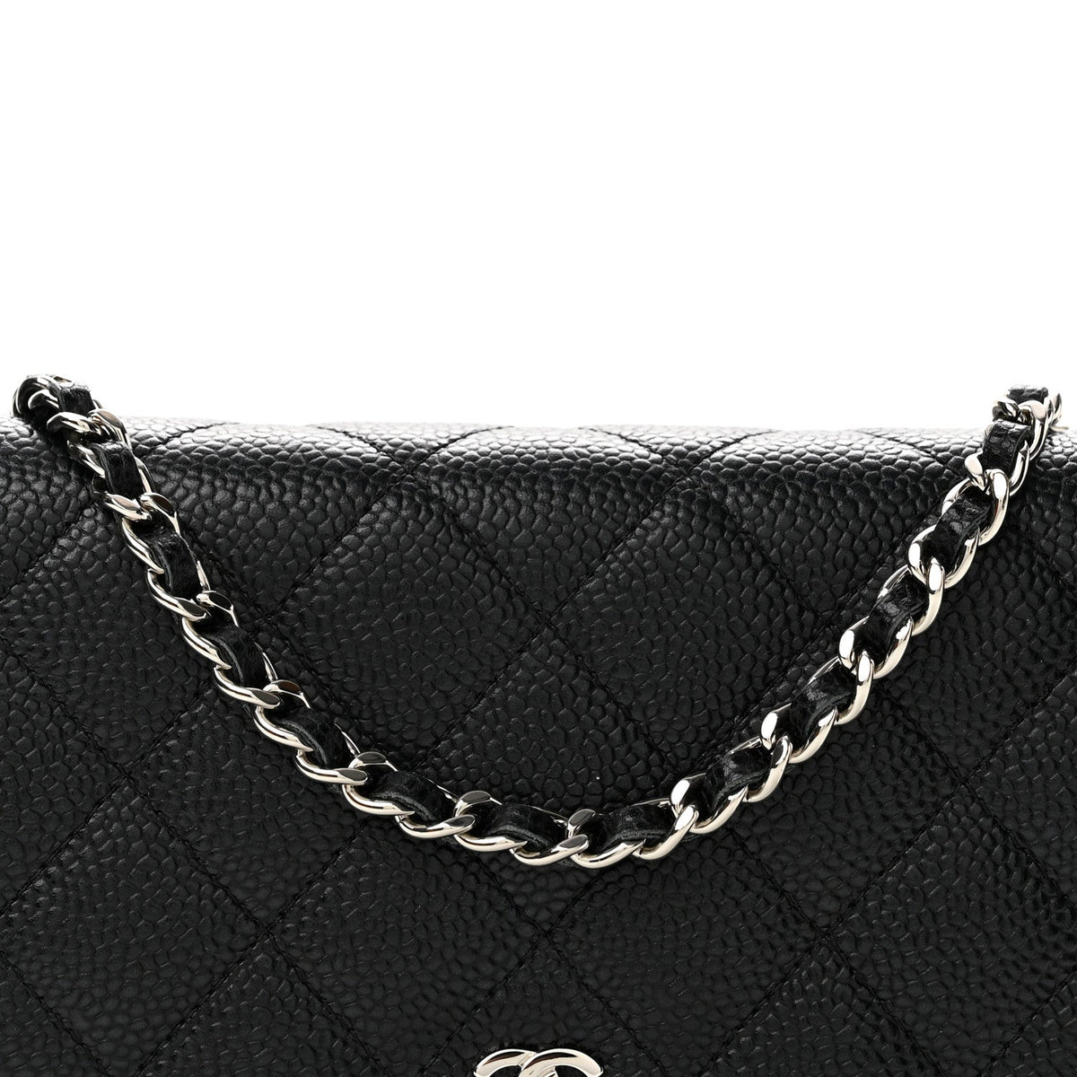 Caviar Quilted Wallet on Chain WOC Black