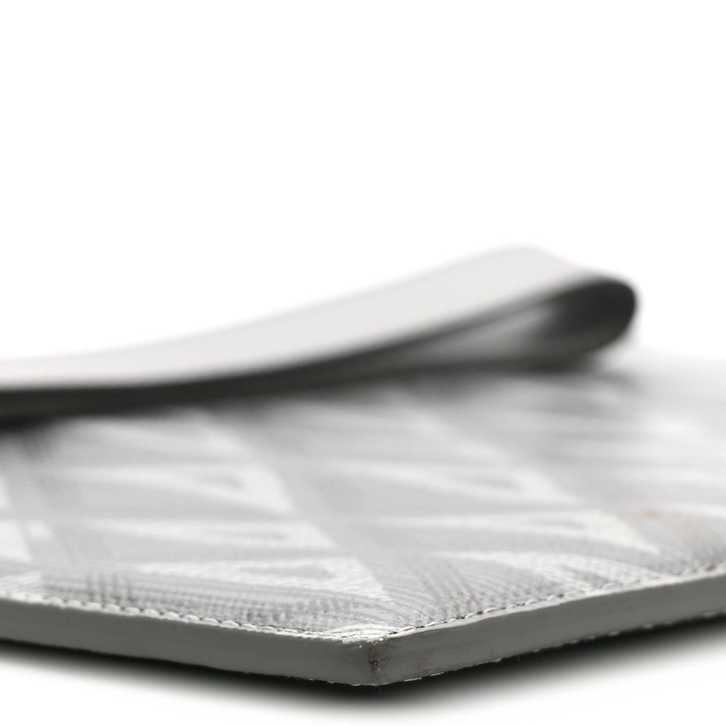 Coated Canvas CD Diamond Pouch Grey