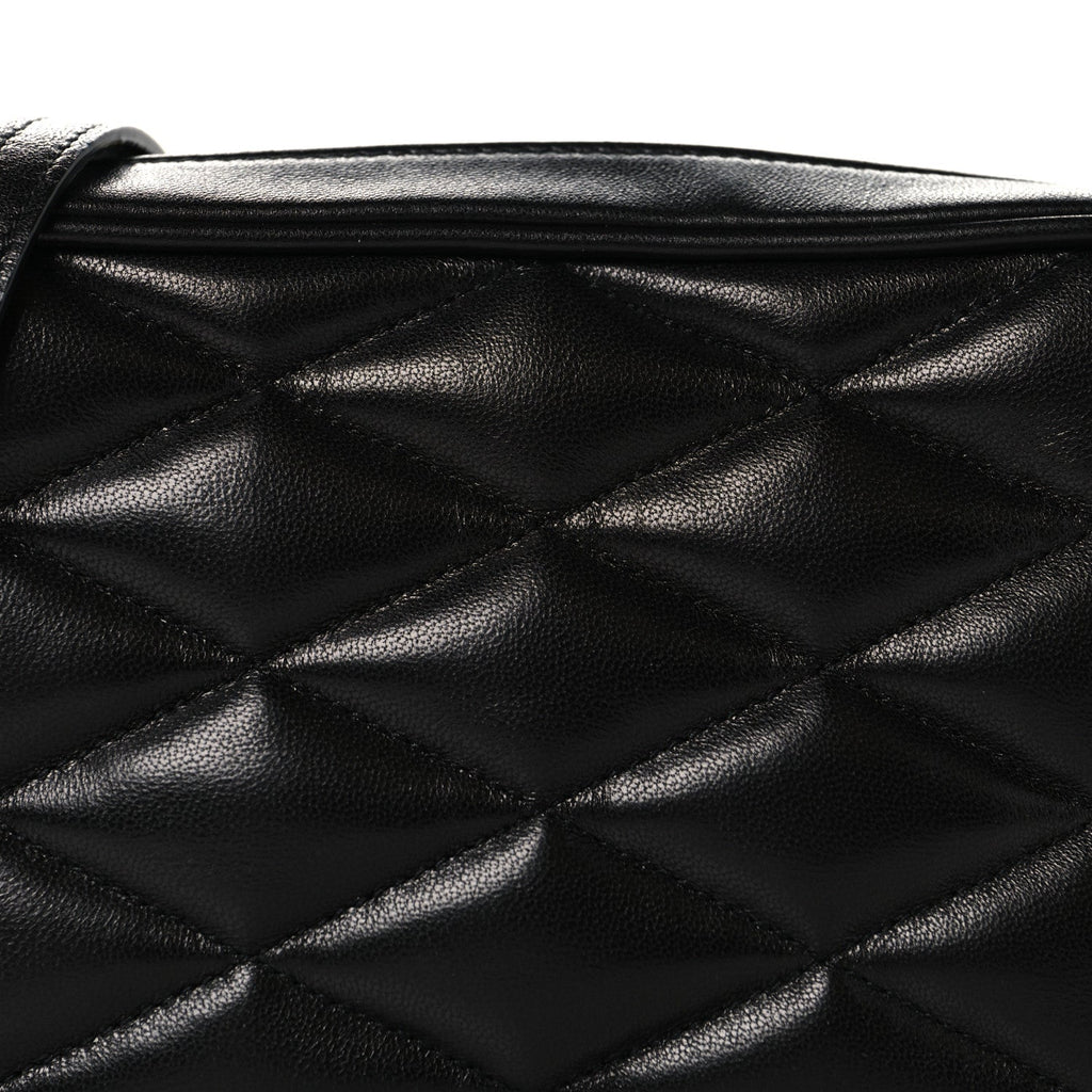 Lambskin Quilted Mini Camera Bag Black