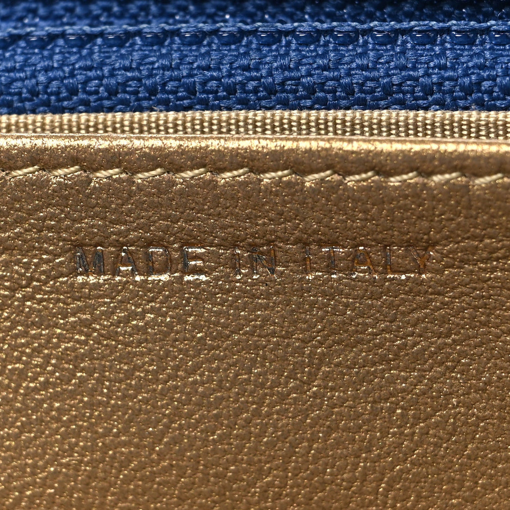 Lambskin Quilted CC Pearl Crush Wallet on Chain WOC Blue
