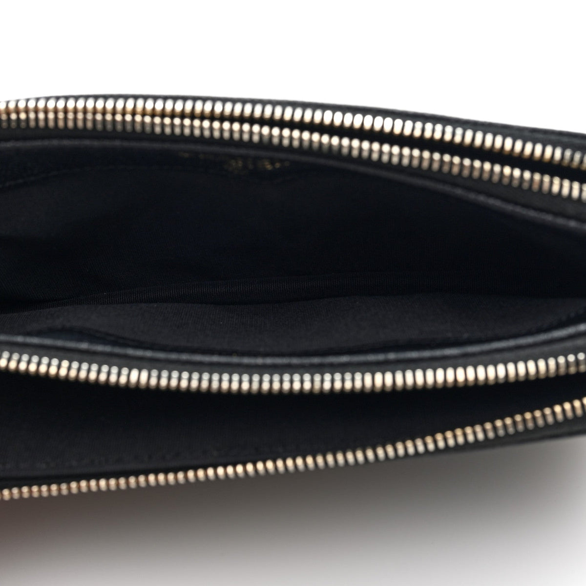 Caviar Quilted Zipped Phone Holder With Chain Black