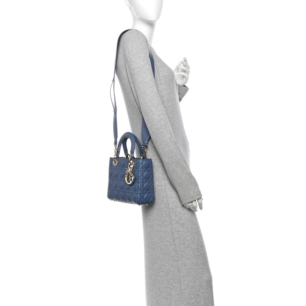 Lambskin Cannage Small My ABCDior Lady Dior Denim Blue