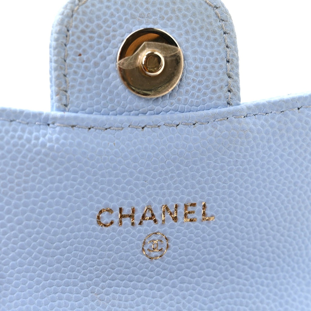 Caviar Quilted Mini Chain Belt Bag Light Blue
