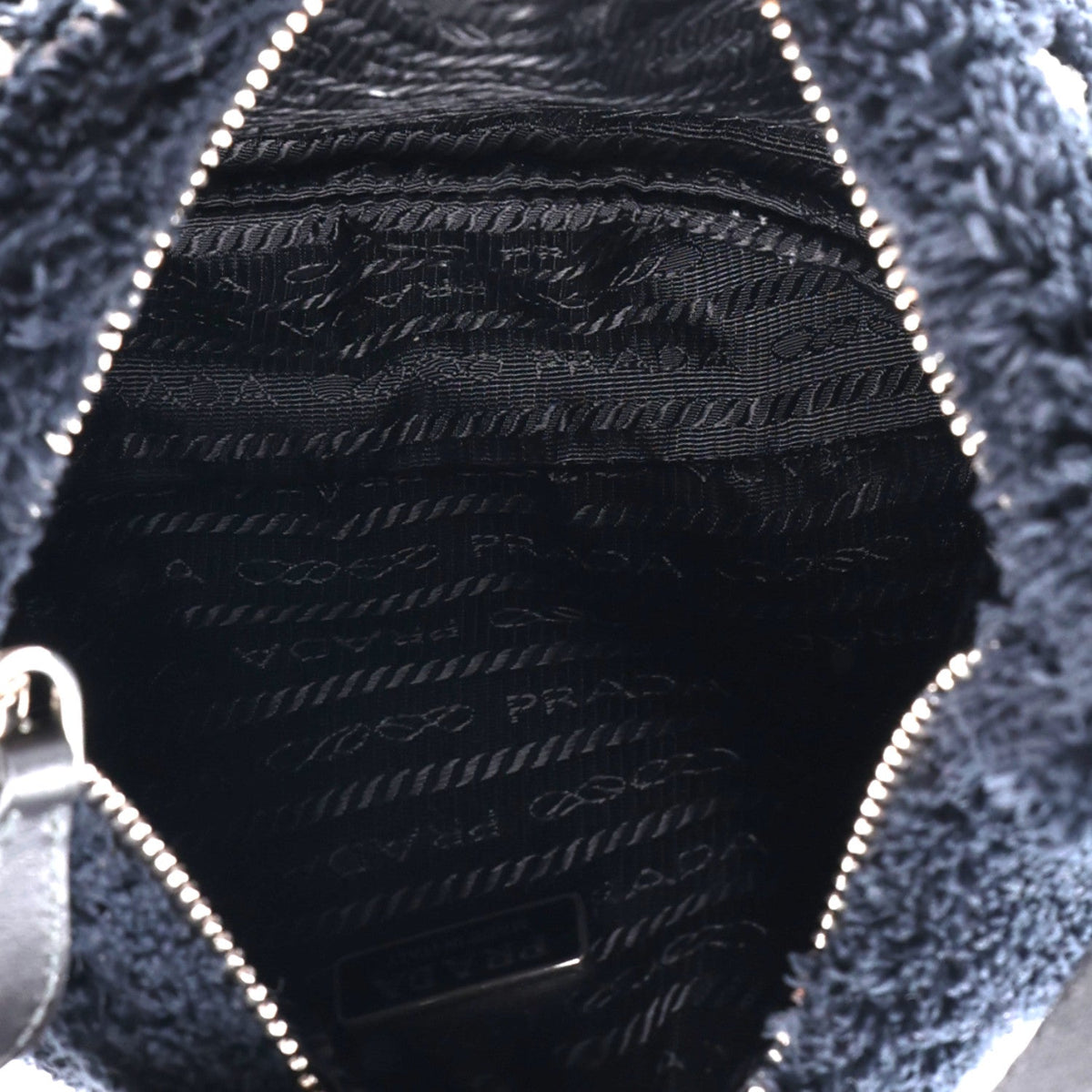 Terry Cloth Mini Re-Edition 2000 Bag Black White