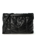 Lambskin Quilted Monogram Monochrome Medium Loulou Puffer Chain Satchel Black
