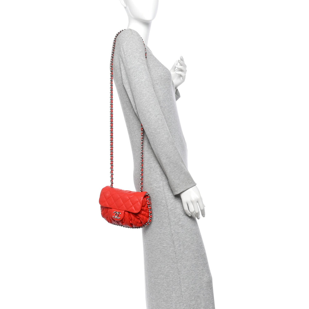 Washed Lambskin Mini Chain Around Messenger Coral