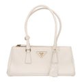 Soft Grain Medium East West Galleria Double Zip Bag White