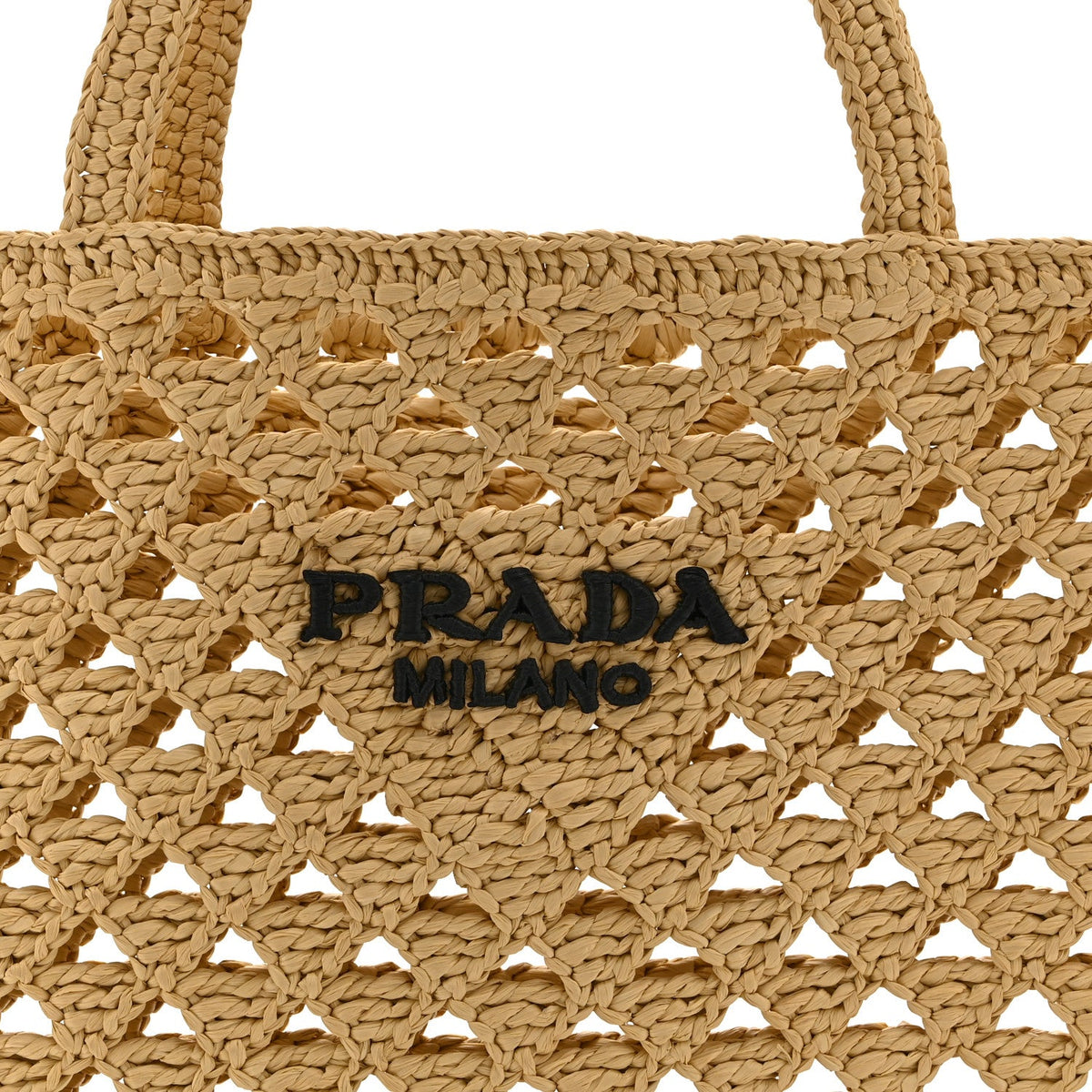 Yarn Raffia Effect Embroidered Logo Tote Naturale