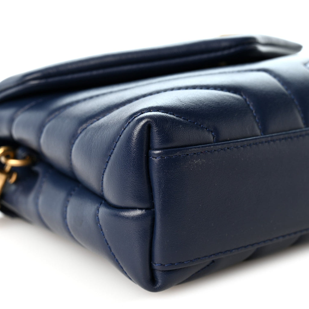 Calfskin Y Quilted Monogram Toy Loulou Crossbody Bag Blue Charron