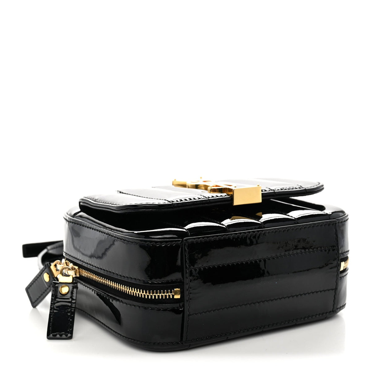 Patent Matelasse Monogram Toy Vicky Camera Bag Black