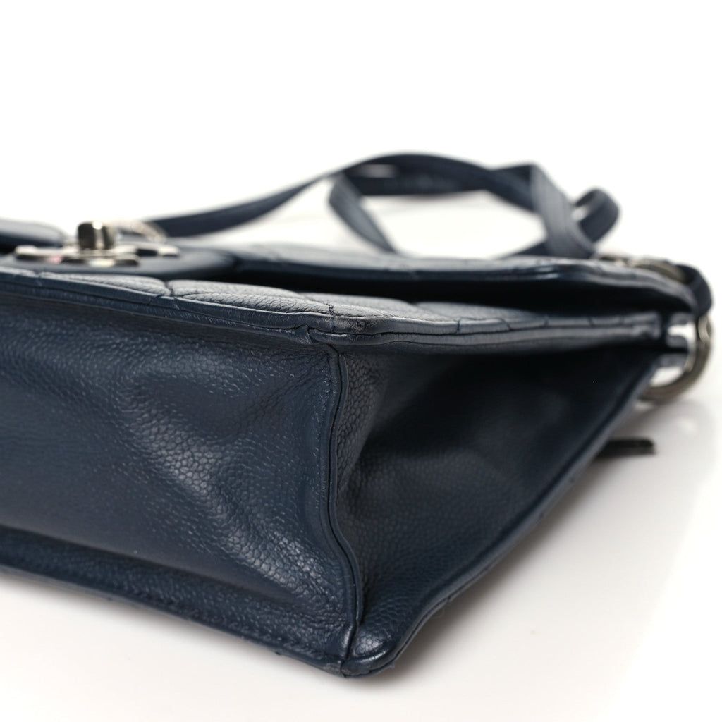 Caviar Quilted Large Retro Class Flap  Navy