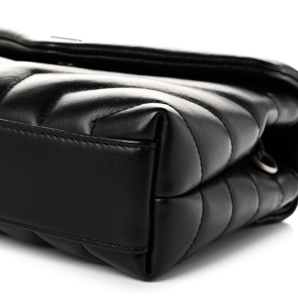 Calfskin Y Quilted Monogram Toy Loulou Crossbody Bag Black