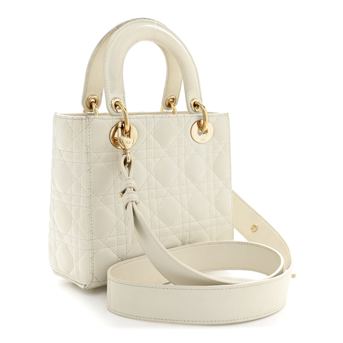 Lambskin Cannage Small My ABCDior Lady Dior White