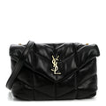 Lambskin Quilted Toy Loulou Puffer Monogram Chain Satchel Black