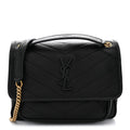 Lambskin Matelasse Monogram Baby Niki Chain Satchel Black
