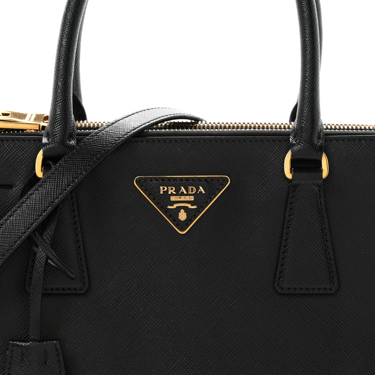 Saffiano Small Galleria Double Zip Tote Black