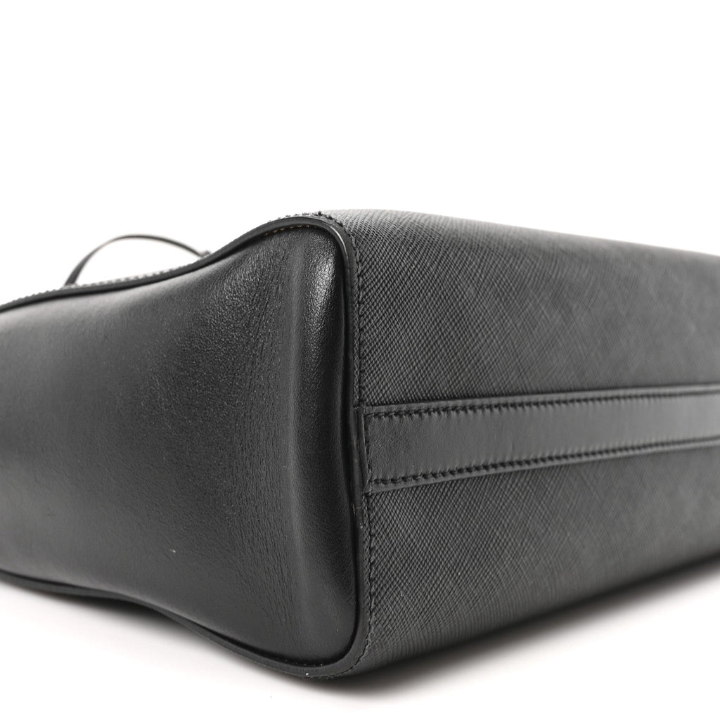 Saffiano Soft Calfskin Small Zippered Tote Black